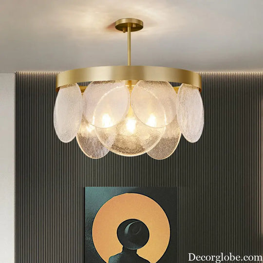 Khloe Postmodern Chandelier - Brass &amp; Seeded Glass Delight - DecorGlobe