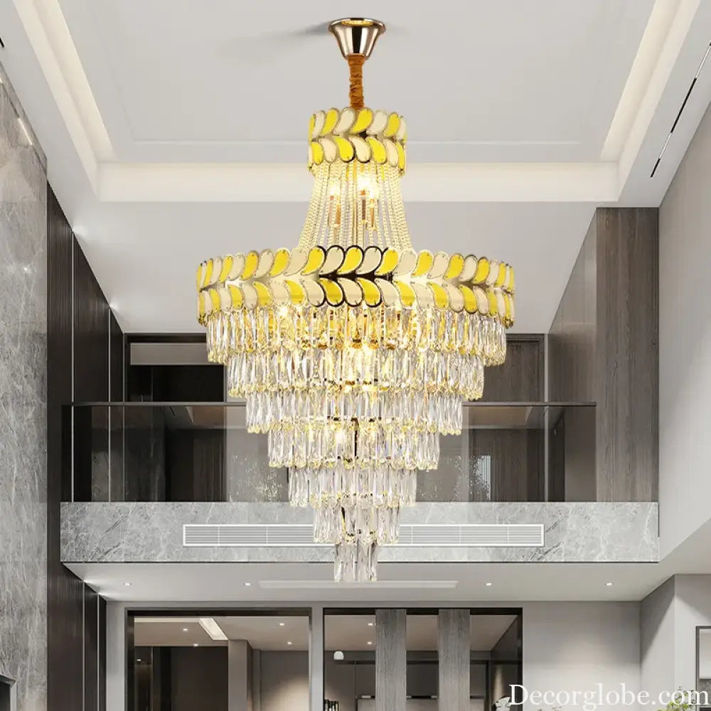 Postmodern Crystal Chandelier - Elegance for Living Rooms, Villa Halls, Duplex Stairwells, and Middle Building Spaces - DecorGlobe