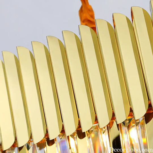 Postmodern Round Gold Stainless Steel Crystal LED Chandelier - Contemporary Illumination for Dining Elegance - DecorGlobe