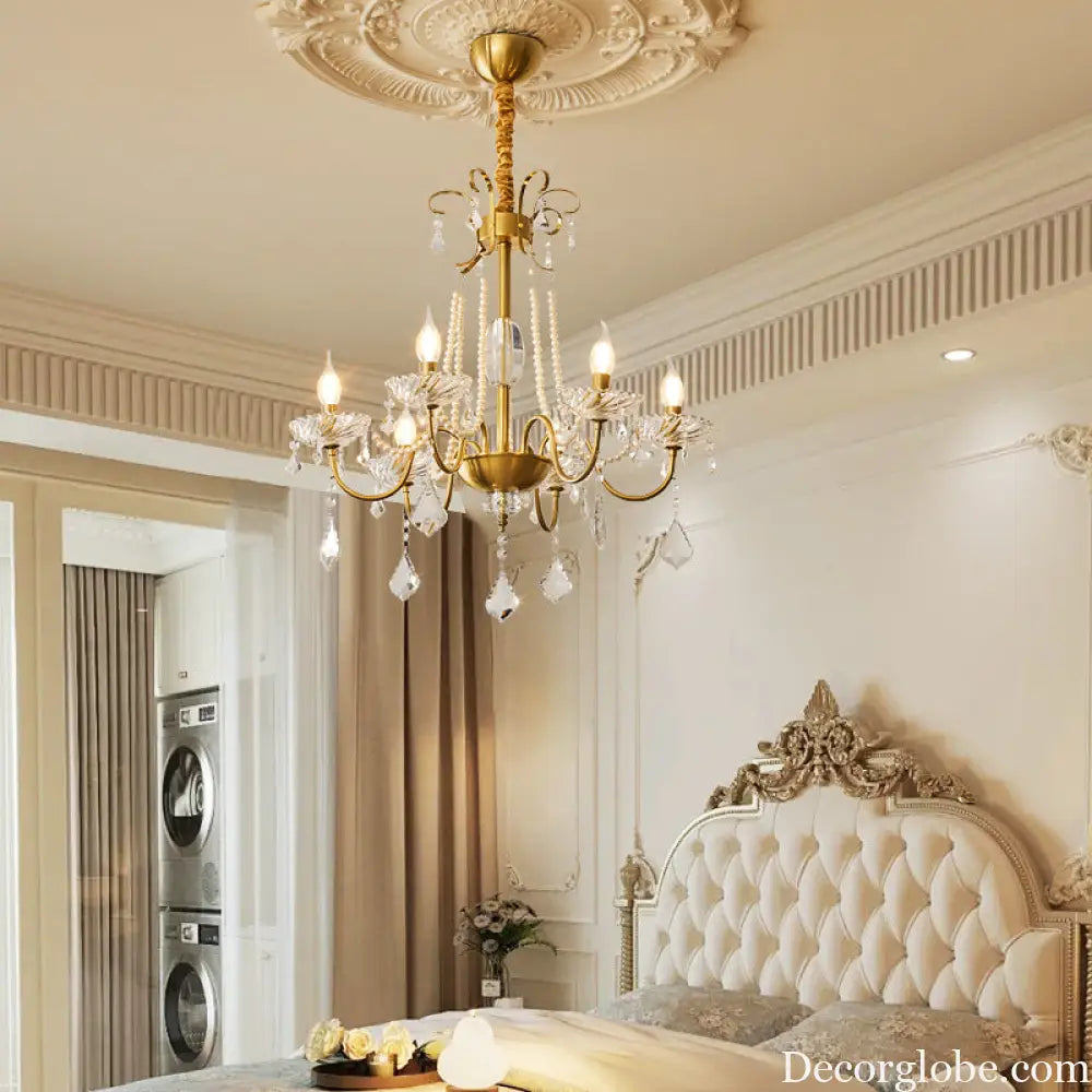 French Mid-Century Style Light Luxury Crystal Living Room Chandelier New American Retro Dining Room Bedroom Lamp