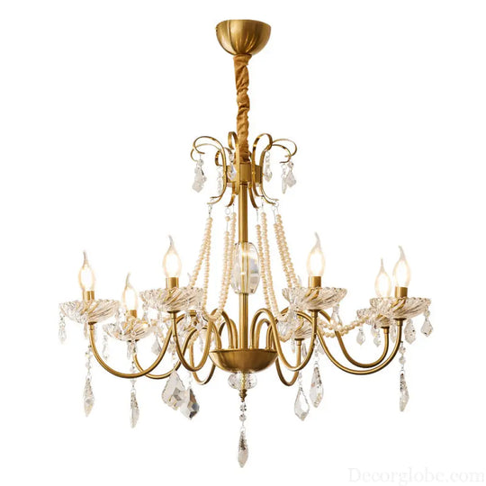 French Mid-Century Style Light Luxury Crystal Living Room Chandelier New American Retro Dining Room Bedroom Lamp
