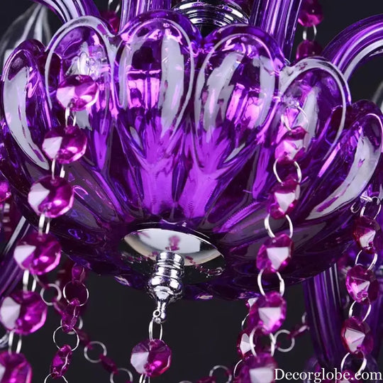 Purple Crystal Chandelier Lighting Luxury Living Room Decor Home led Crystal Pendant Lamp Violet Dining Kitchen Hanging