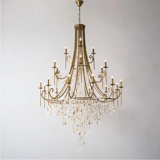 American Duplex Crystal Chandelier Retro French For Villa Living Room Staircase Three Story Long Shell Home Decor