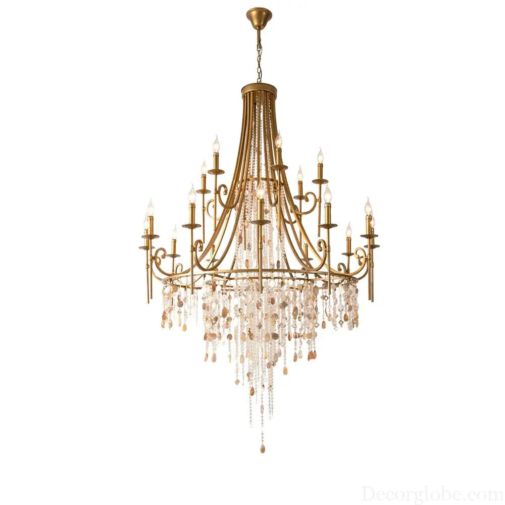 American Duplex Crystal Chandelier Retro French For Villa Living Room Staircase Three Story Long Shell Home Decor