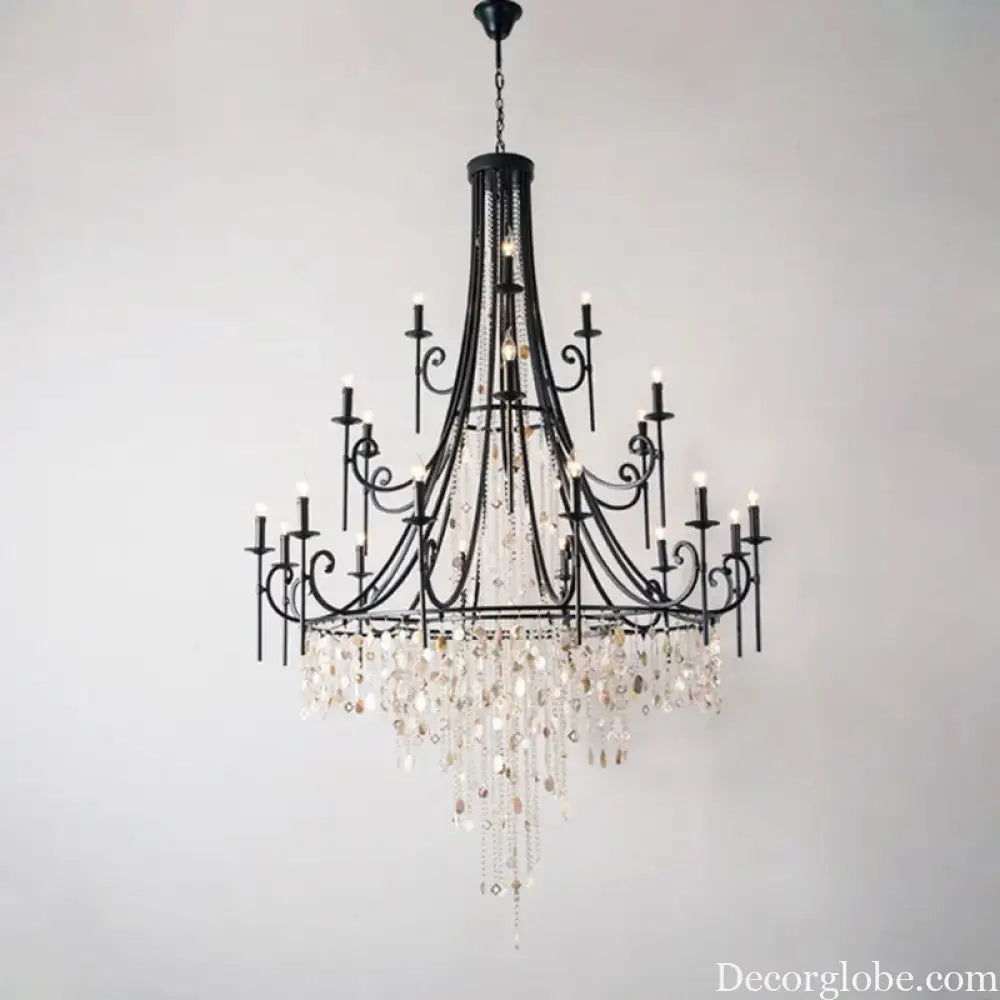 American Duplex Crystal Chandelier Retro French For Villa Living Room Staircase Three Story Long Shell Home Decor