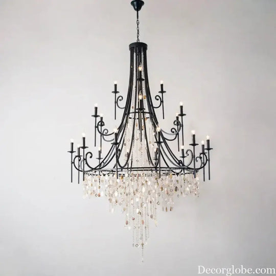 American Duplex Crystal Chandelier Retro French For Villa Living Room Staircase Three Story Long Shell Home Decor