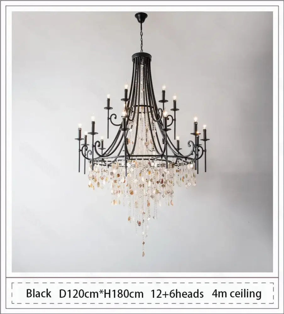 American Duplex Crystal Chandelier Retro French For Villa Living Room Staircase Three Story Long Shell Home Decor