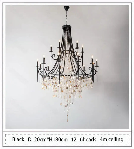 American Duplex Crystal Chandelier Retro French For Villa Living Room Staircase Three Story Long Shell Home Decor