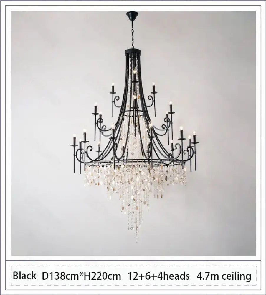 American Duplex Crystal Chandelier Retro French For Villa Living Room Staircase Three Story Long Shell Home Decor