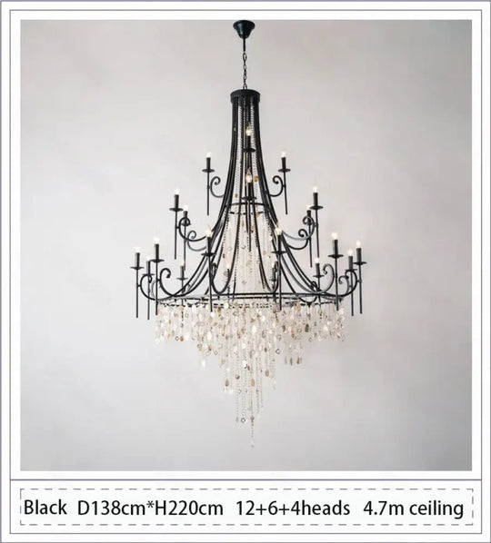 American Duplex Crystal Chandelier Retro French For Villa Living Room Staircase Three Story Long Shell Home Decor