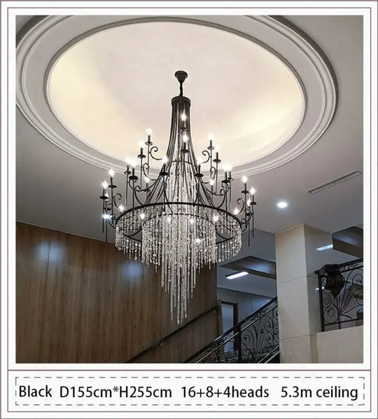 American Duplex Crystal Chandelier Retro French For Villa Living Room Staircase Three Story Long Shell Home Decor