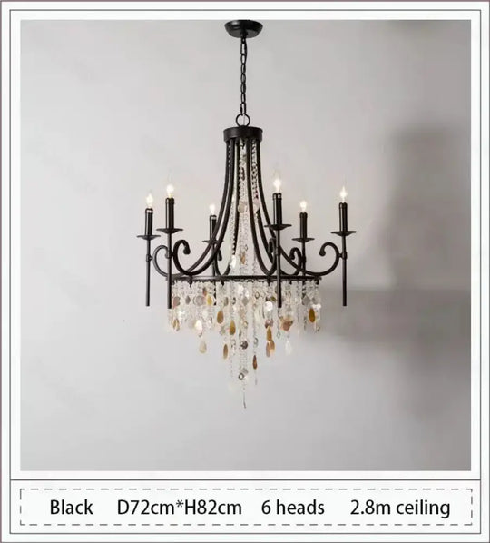 American Duplex Crystal Chandelier Retro French For Villa Living Room Staircase Three Story Long Shell Home Decor