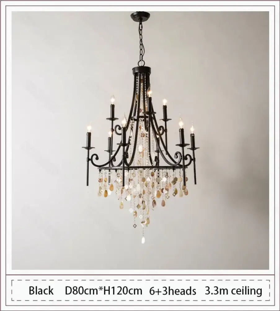 American Duplex Crystal Chandelier Retro French For Villa Living Room Staircase Three Story Long Shell Home Decor