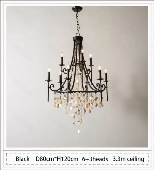 American Duplex Crystal Chandelier Retro French For Villa Living Room Staircase Three Story Long Shell Home Decor