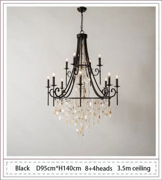 American Duplex Crystal Chandelier Retro French For Villa Living Room Staircase Three Story Long Shell Home Decor