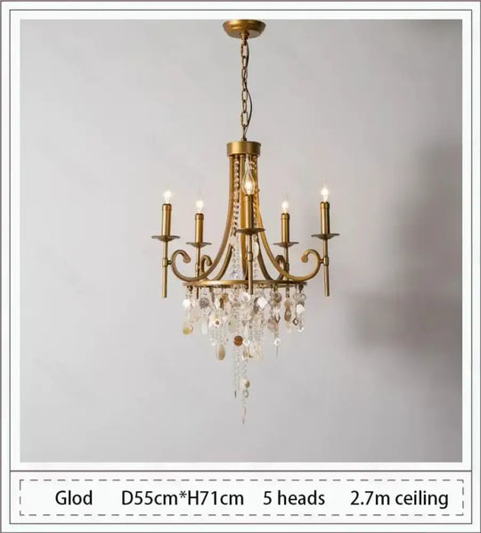 American Duplex Crystal Chandelier Retro French For Villa Living Room Staircase Three Story Long Shell Home Decor