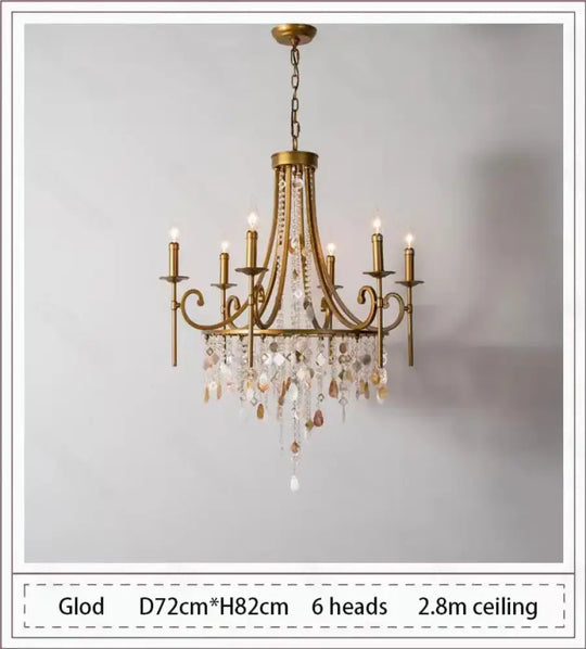 American Duplex Crystal Chandelier Retro French For Villa Living Room Staircase Three Story Long Shell Home Decor
