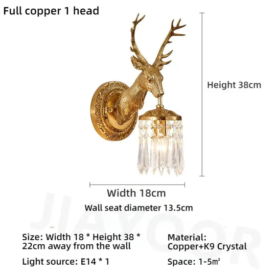 Living Room Full Copper Crystal Wall Lamp European Luxury Wall Lights Bedroom Bedside Lamp Brass Wall Light Room