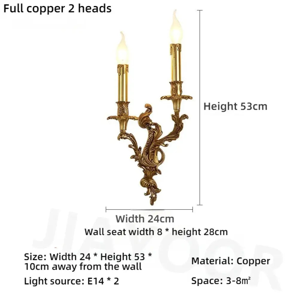 Living Room Full Copper Crystal Wall Lamp European Luxury Wall Lights Bedroom Bedside Lamp Brass Wall Light Room