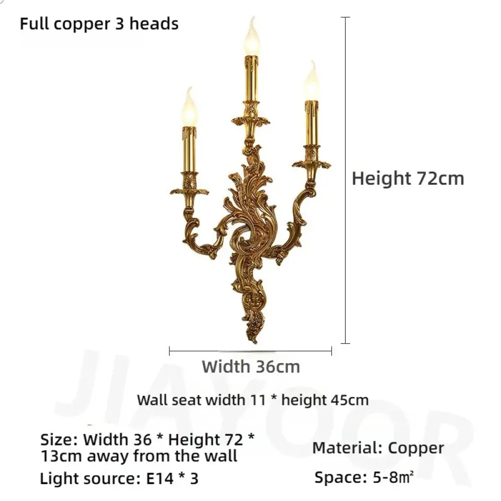 Living Room Full Copper Crystal Wall Lamp European Luxury Wall Lights Bedroom Bedside Lamp Brass Wall Light Room