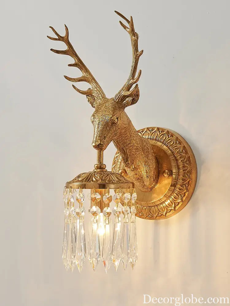 Living Room Full Copper Crystal Wall Lamp European Luxury Wall Lights Bedroom Bedside Lamp Brass Wall Light Room