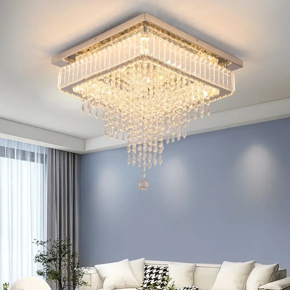 VETRULUS Modern Luxury Crystal Led Pendant Light Rain Drop Chandelier Ceiling Lamp Dining Living Room Nordic Decor