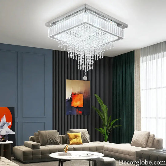 VETRULUS Modern Luxury Crystal Led Pendant Light Rain Drop Chandelier Ceiling Lamp Dining Living Room Nordic Decor