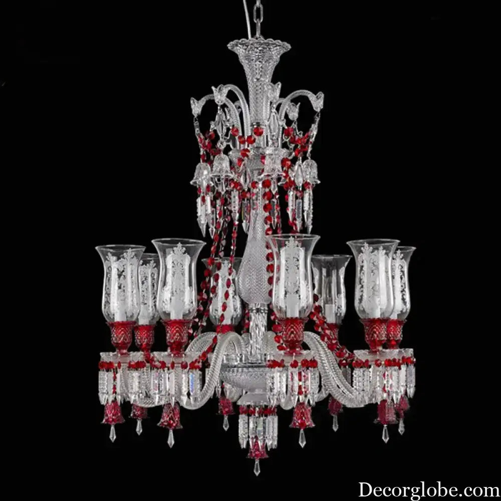 ZELORA Red Crystal European-Style Duplex Statement Chandelier chandelier