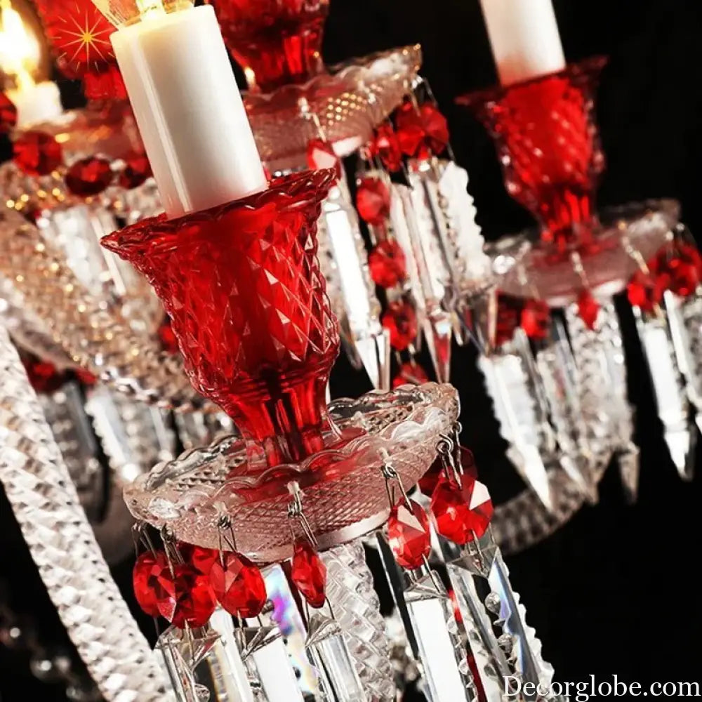 ZELORA Red Crystal European-Style Duplex Statement Chandelier chandelier
