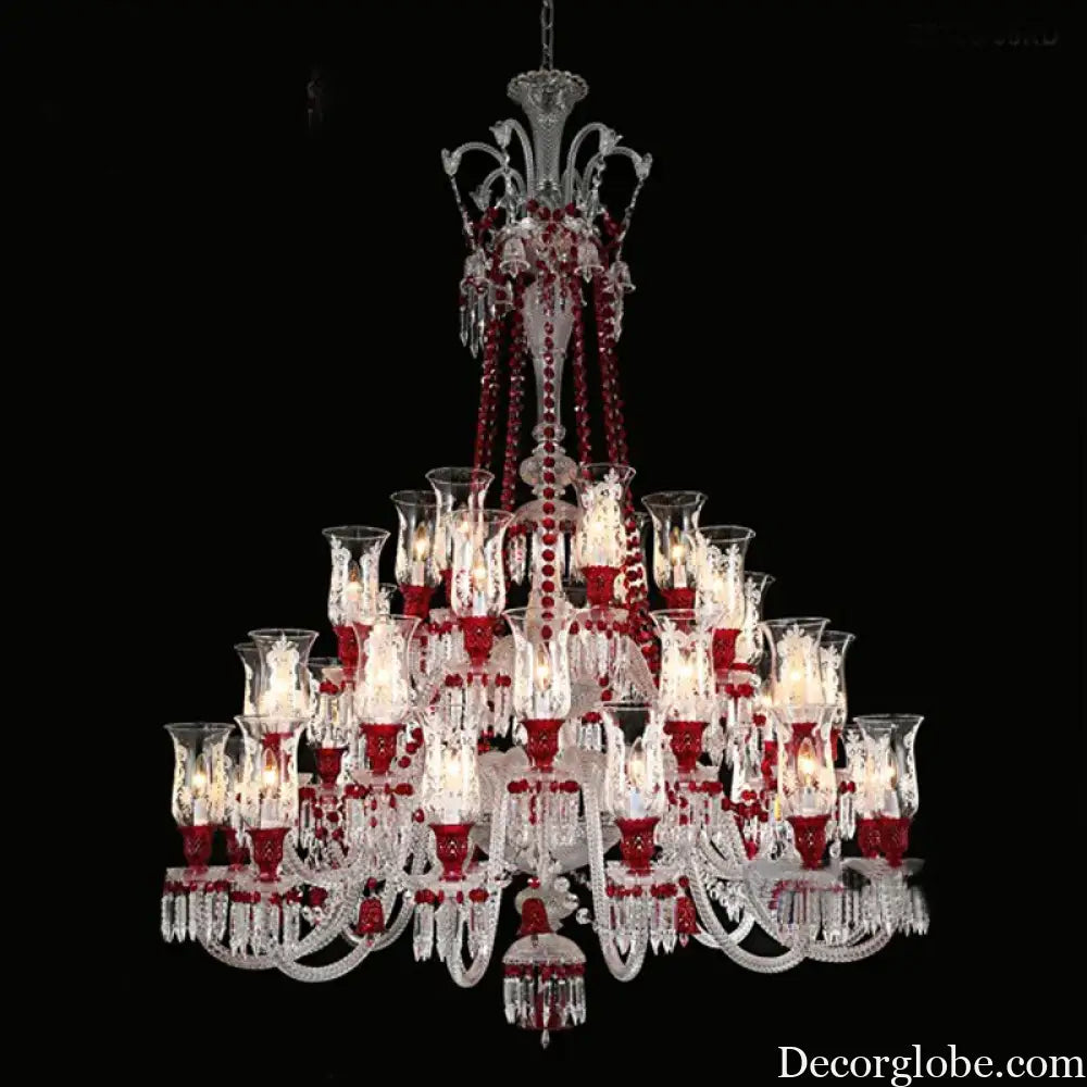 ZELORA Red Crystal European-Style Duplex Statement Chandelier chandelier