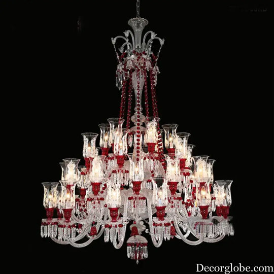 ZELORA Red Crystal European-Style Duplex Statement Chandelier chandelier