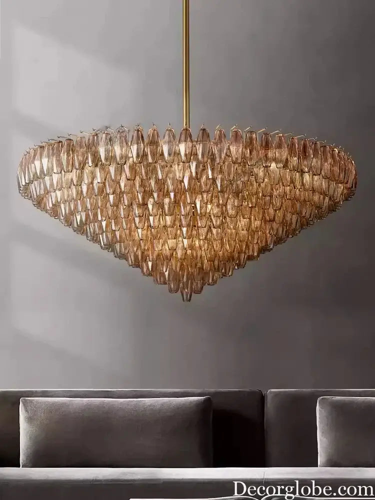 Retro Champagne Pendant Light for Large Living Room Lighting Chandelier