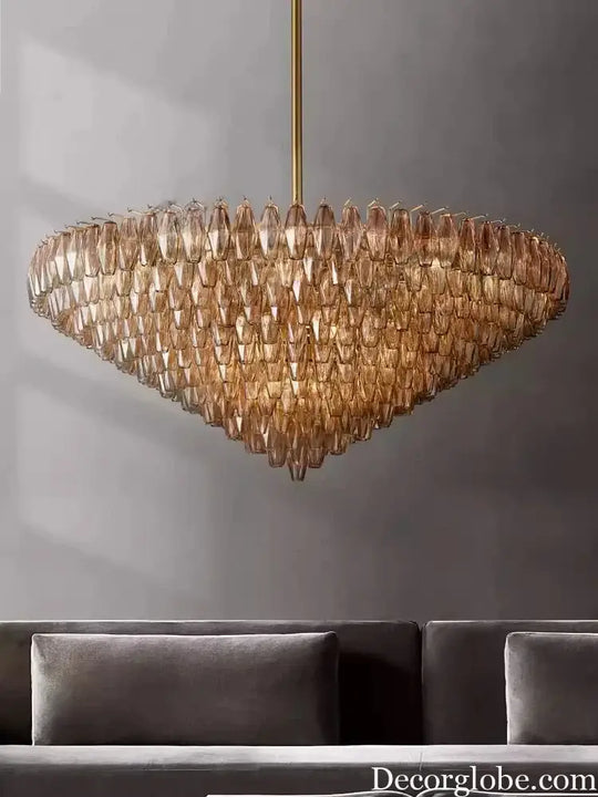 Retro Champagne Pendant Light for Large Living Room Lighting Chandelier