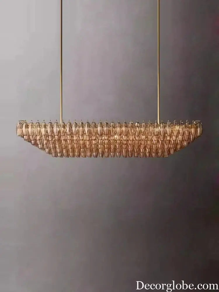 Retro Champagne Pendant Light for Large Living Room Lighting Chandelier