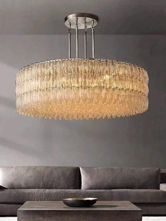 Retro Champagne Pendant Light for Large Living Room Lighting Chandelier