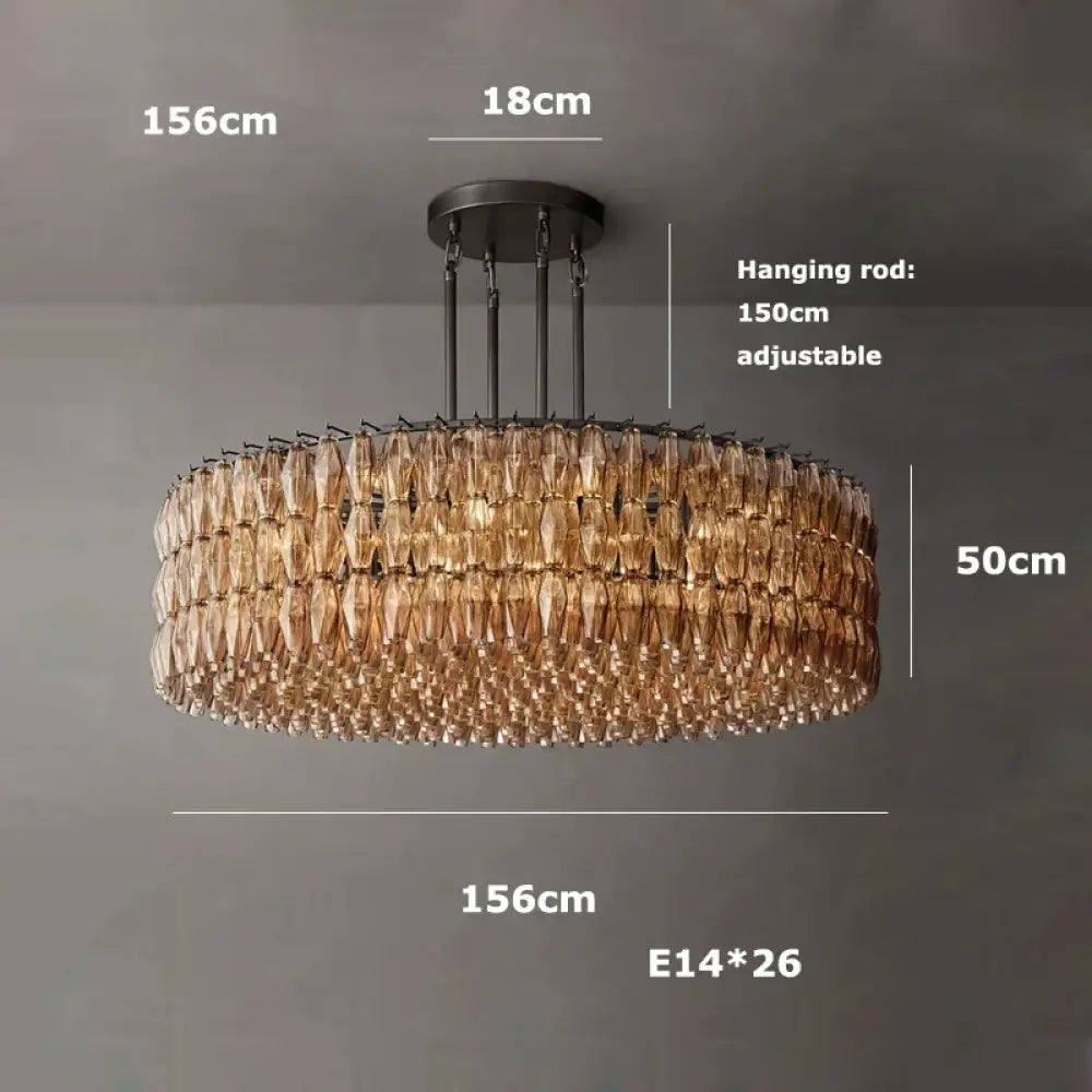 Retro Champagne Pendant Light for Large Living Room Lighting D156cm A / Clear glass / Brass hardware|Remote control