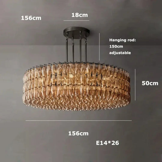 Retro Champagne Pendant Light for Large Living Room Lighting D156cm A / Clear glass / Brass hardware|Remote control