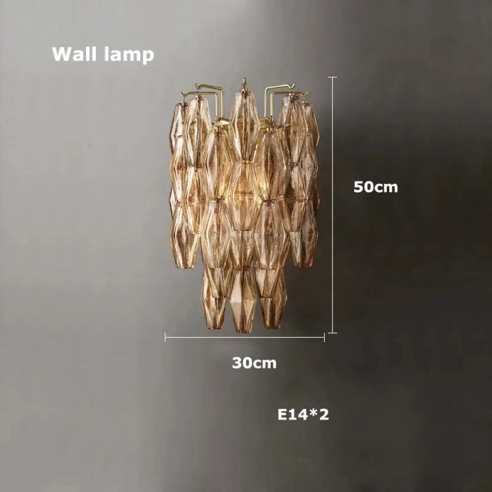 Retro Champagne Pendant Light for Large Living Room Lighting Wall lamp A / Clear glass / Black hardware|Remote control