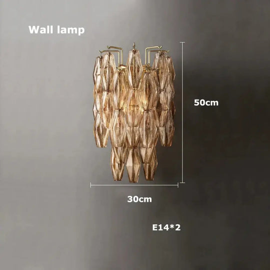 Retro Champagne Pendant Light for Large Living Room Lighting Wall lamp A / Clear glass / Black hardware|Remote control