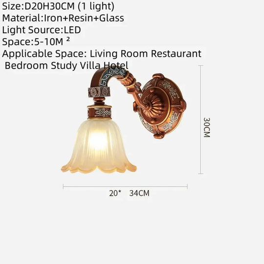 European Luxury Retro Iron Chandelier with Frosted Glass 1 Light Chandelier