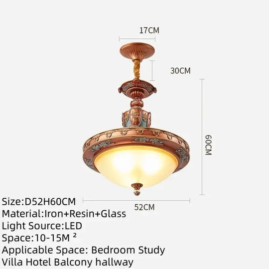 European Luxury Retro Iron Chandelier with Frosted Glass A D52CM Chandelier