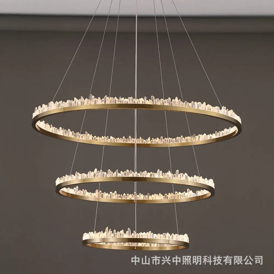 Riley Italian Minimalist Crystal Chandelier for Living Room D40 + D60 Double Layer Chandelier