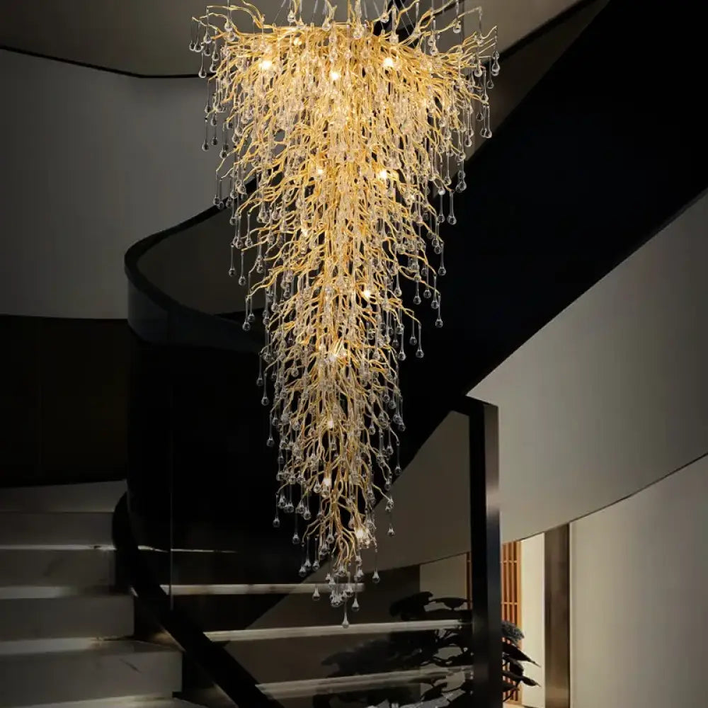 Luxury Gold Crystal Ceiling Chandelier for Staircase and Dining Room