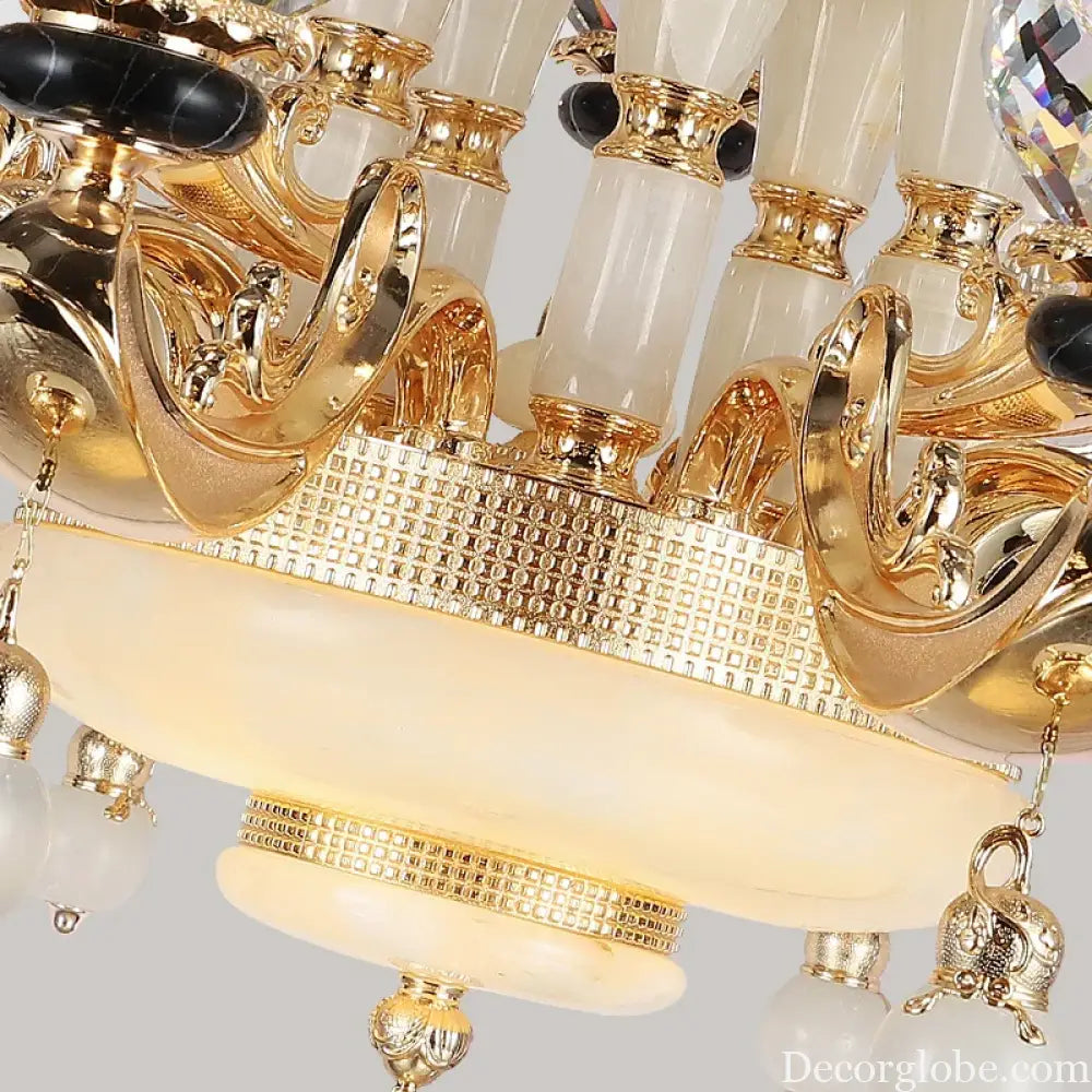 RÉGALIA European Rococo Marble &amp; Crystal Chandelier Chandelier