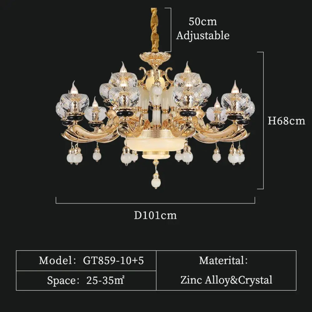 RÉGALIA European Rococo Marble &amp; Crystal Chandelier 15 lights D101 H68cm Chandelier