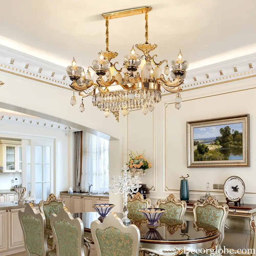 RÉGALIA European Rococo Marble &amp; Crystal Chandelier Chandelier