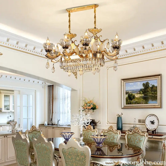 RÉGALIA European Rococo Marble &amp; Crystal Chandelier Chandelier
