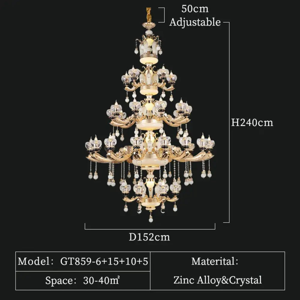 RÉGALIA European Rococo Marble &amp; Crystal Chandelier 36lights D152 H240cm Chandelier