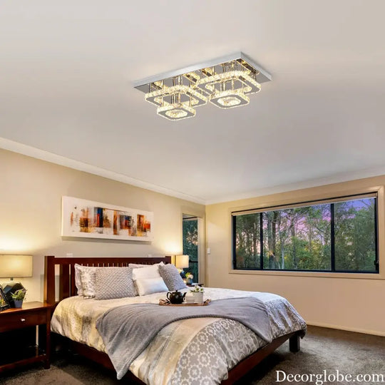 Crystal Ceiling Light Modern Crystal Led Chandelier Luxury Pendant Lighting Home Decor Lamp Living Room Indoor Fixture