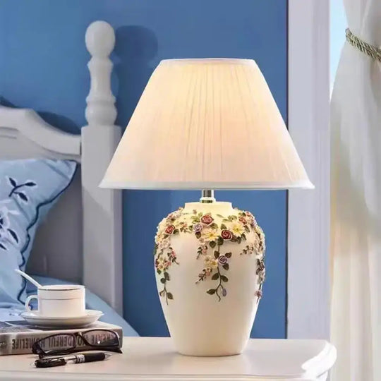 Madeleine Romantic Ceramic Bedside Table Lamp - Adjust the lighting